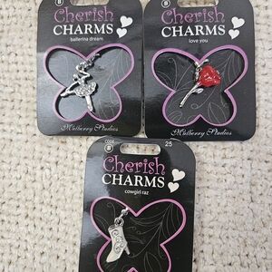 CHERISH charms w/ lobster claw clasps. Bundle of 3 charms.